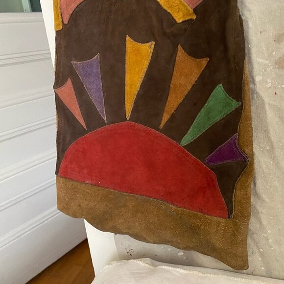 Vintage 70s Suede Patchwork Groovy Jeans Men's 28 - Disco Flare Handmade OOAK - Picture 5 of 15